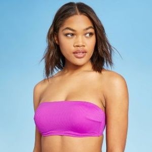Ribbed Bandeau Bikini Top